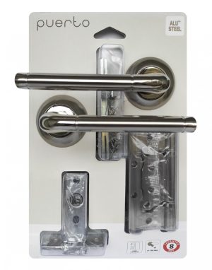 Комплект дверной фурнитуры PUERTO (ручка 503-08, защелка м/к, петли безВР)