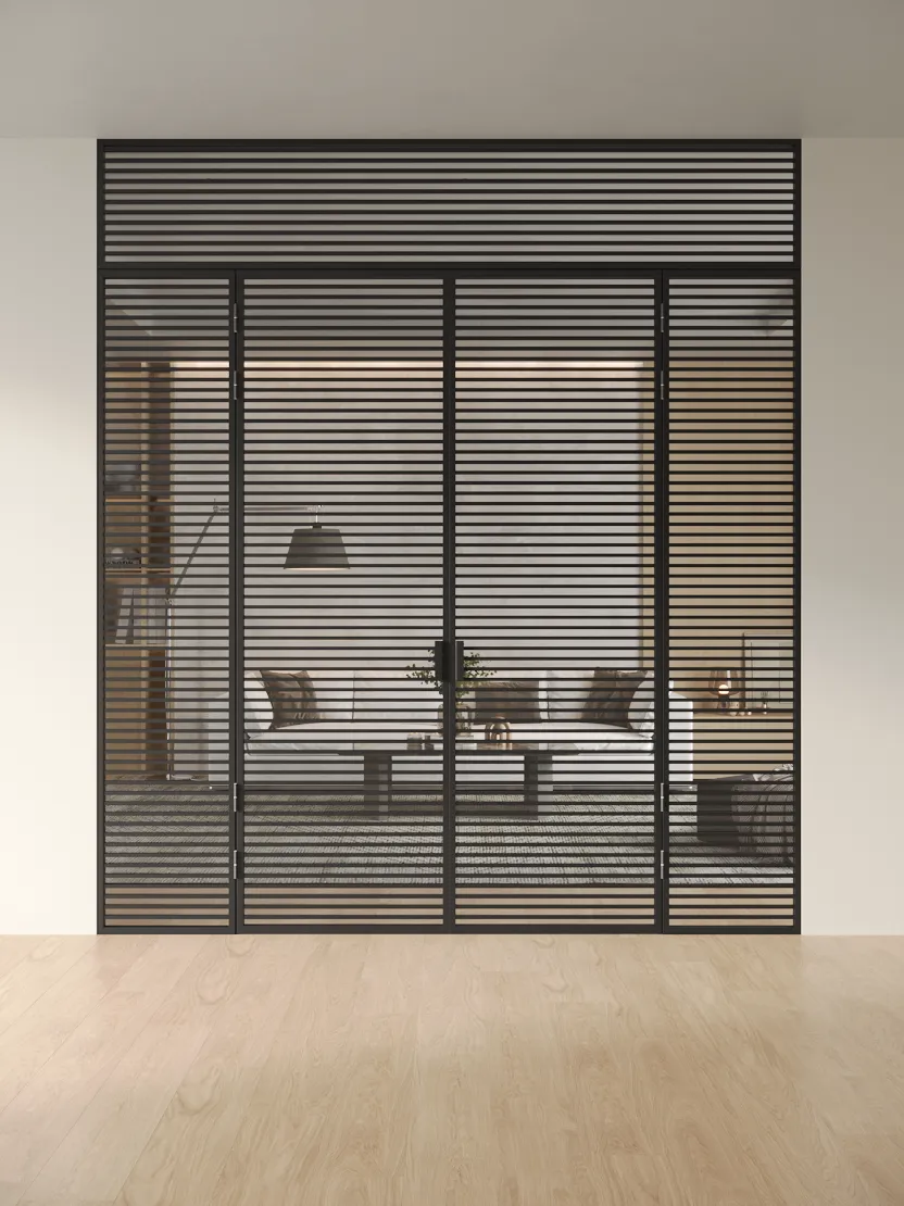 Распашная алюминиевая перегородка Slim P&D 15