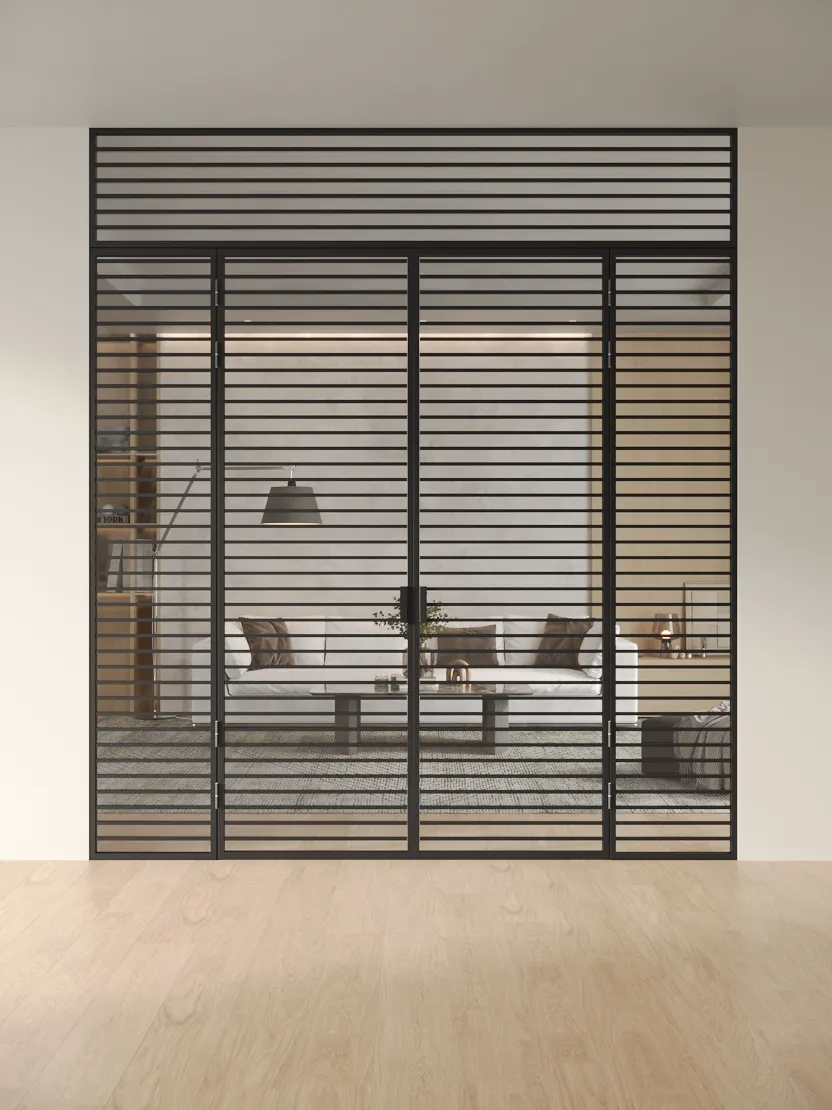 Распашная алюминиевая перегородка Slim P&D 12