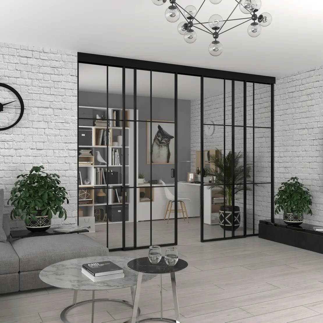 Раздвижная алюминиевая перегородка Slim 3