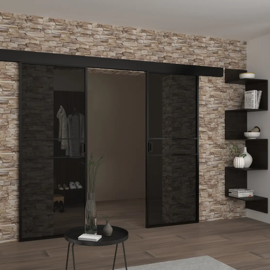 Раздвижная алюминиевая перегородка Slim 9