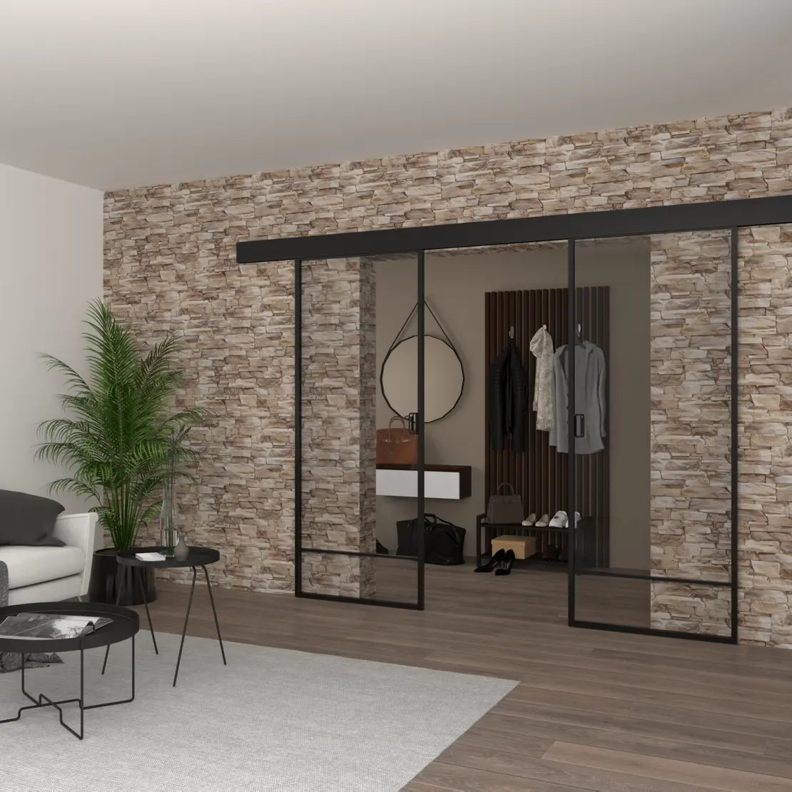 Раздвижная алюминиевая перегородка Slim 8