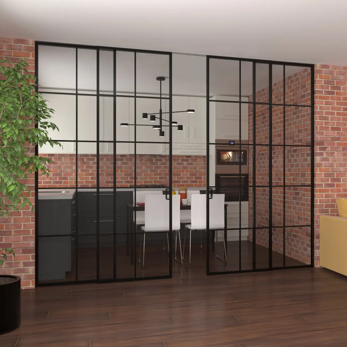 Раздвижная алюминиевая перегородка Slim 4